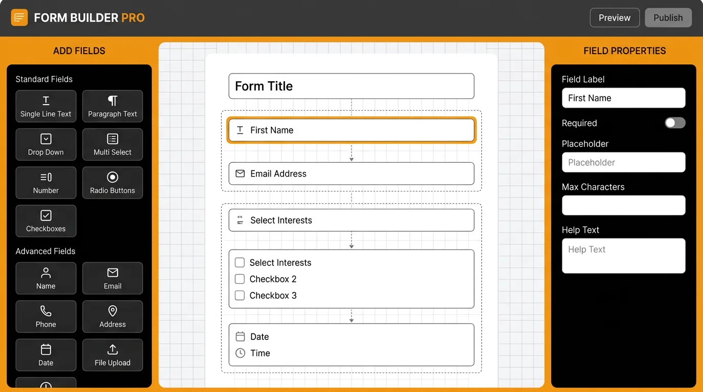 Drag-and-drop form builder interface - waravel.png